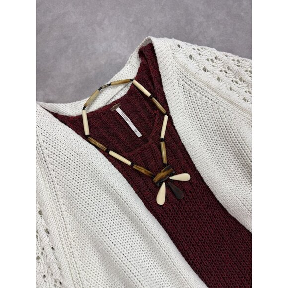 Knox Rose Open Front Knit Cardigan White Textured Design Long Sleeve - Picture 8 of 8
